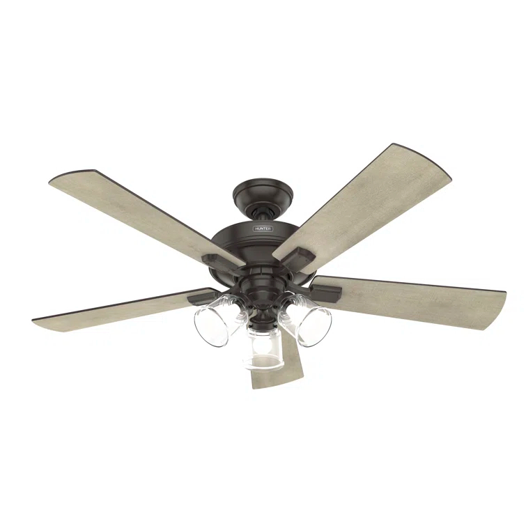 Crestfield 52" 5 - Blade Standard Ceiling Fan with Lights and Remote