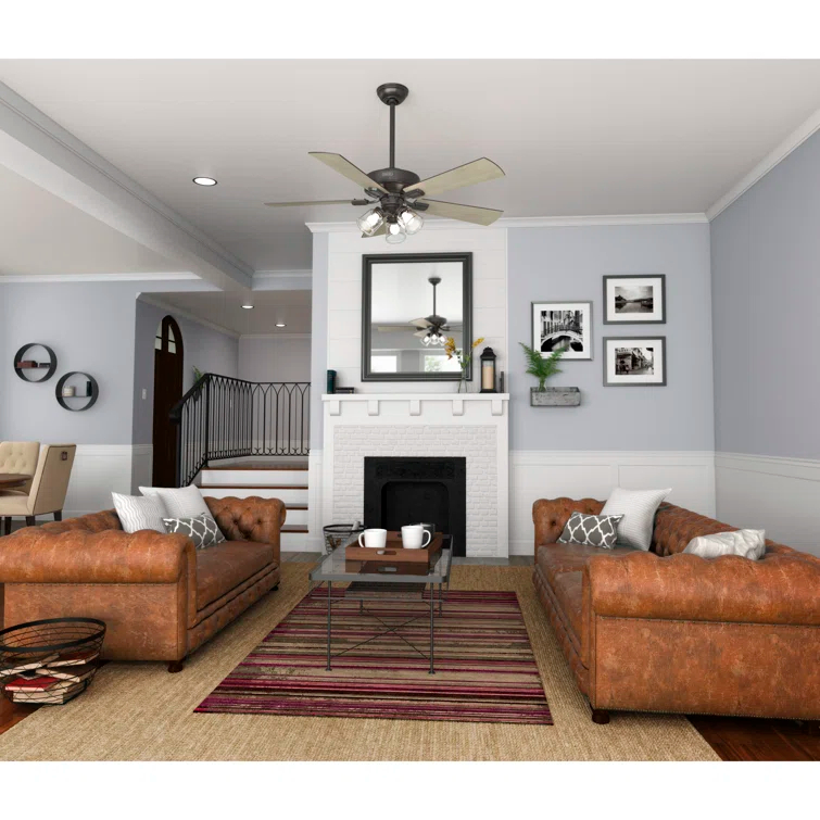 Crestfield 52" 5 - Blade Standard Ceiling Fan with Lights and Remote