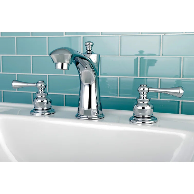Kingston Brass Vintage Two-Handle 3-Hole Deck Mount Widespread Bathroom Faucet with Retail Pop-Up Drain