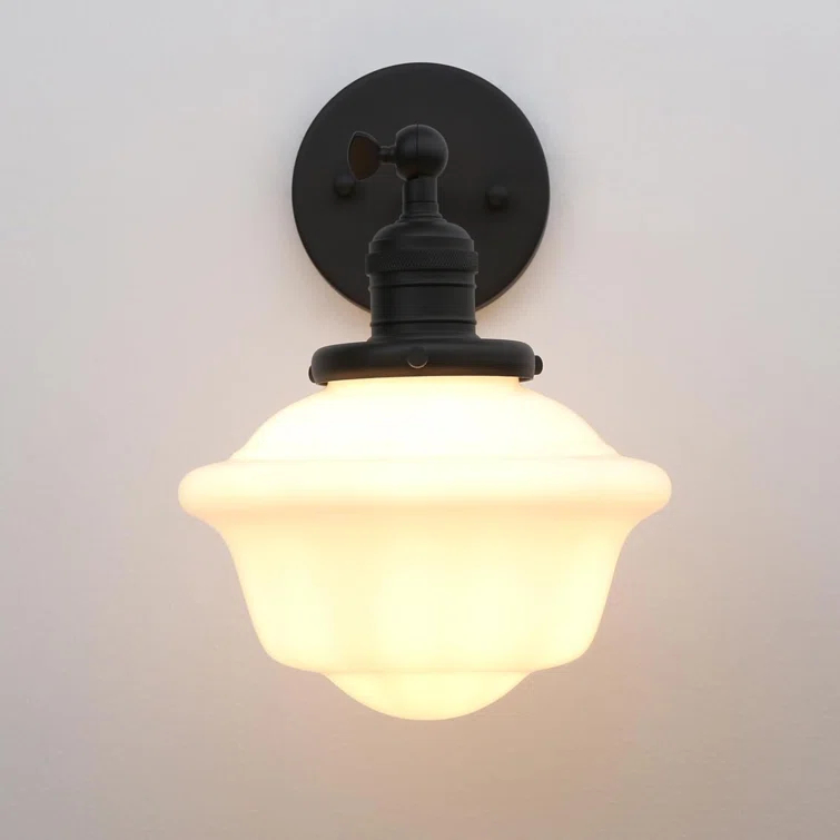 Wall Sconce Lamp With Milk White Glass Shade