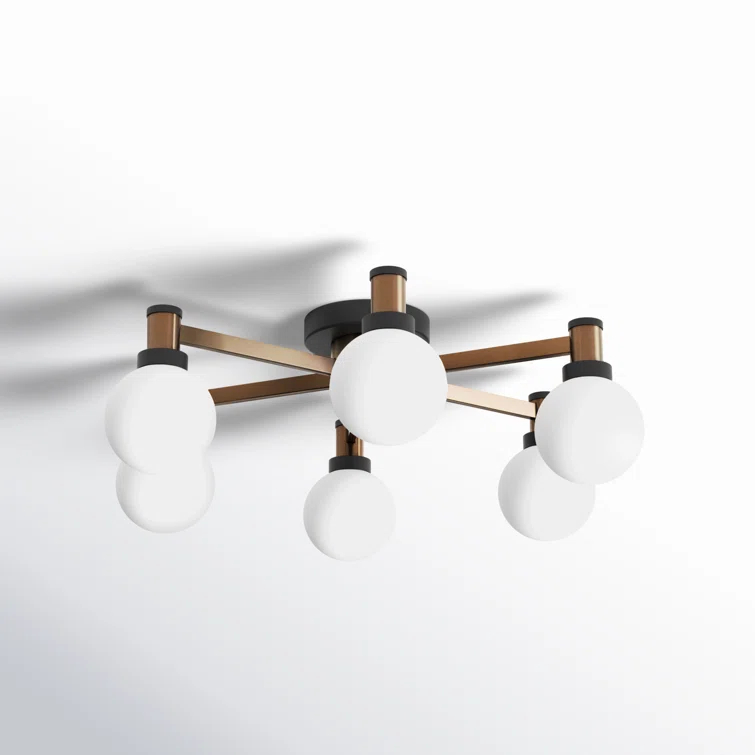 Andrea 6 Light Glass Semi Flush Mount
