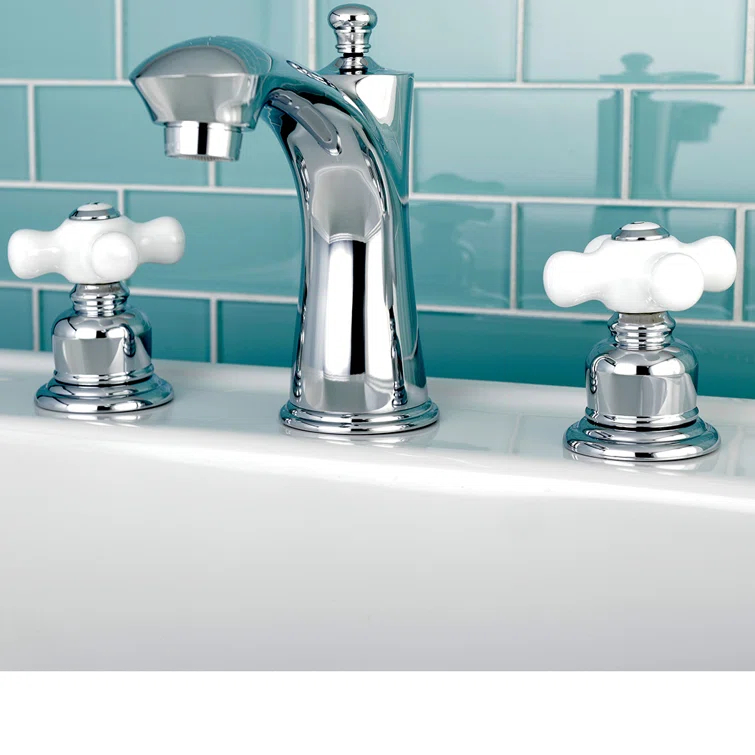 Kingston Brass Victorian Two-Handle 3-Hole Deck Mount Widespread Bathroom Faucet with Retail Pop-Up Drain