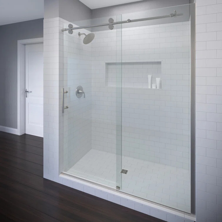 Vinesse 57" W x 76" H Single Sliding Frameless Shower Door