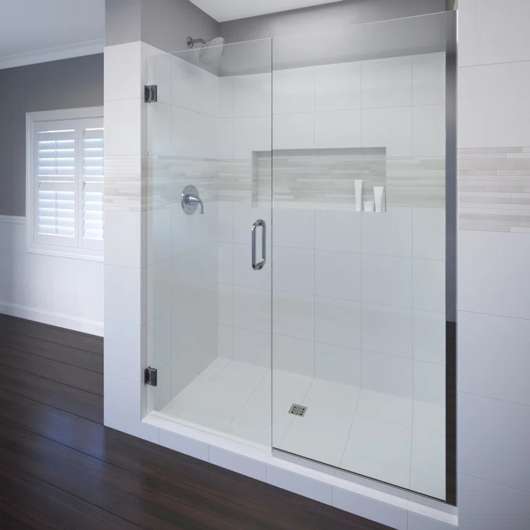 Basco Celesta 57" W x 72" H Hinged Frameless Shower Door CELA9355872XPSV
