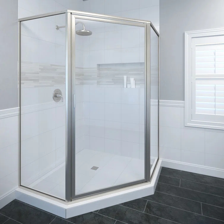 Deluxe 57.5'' W 68.6'' H Framed Neo-angle Reversible Shower Enclosure