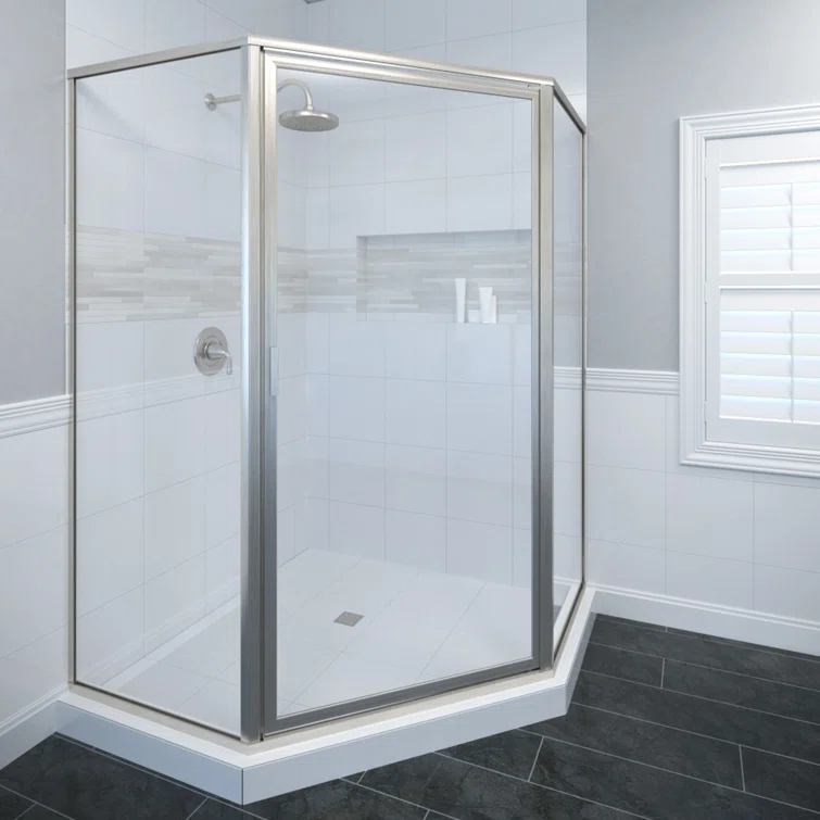 Deluxe 57.625'' W 68.625'' H Framed Neo-angle Reversible Shower Enclosure