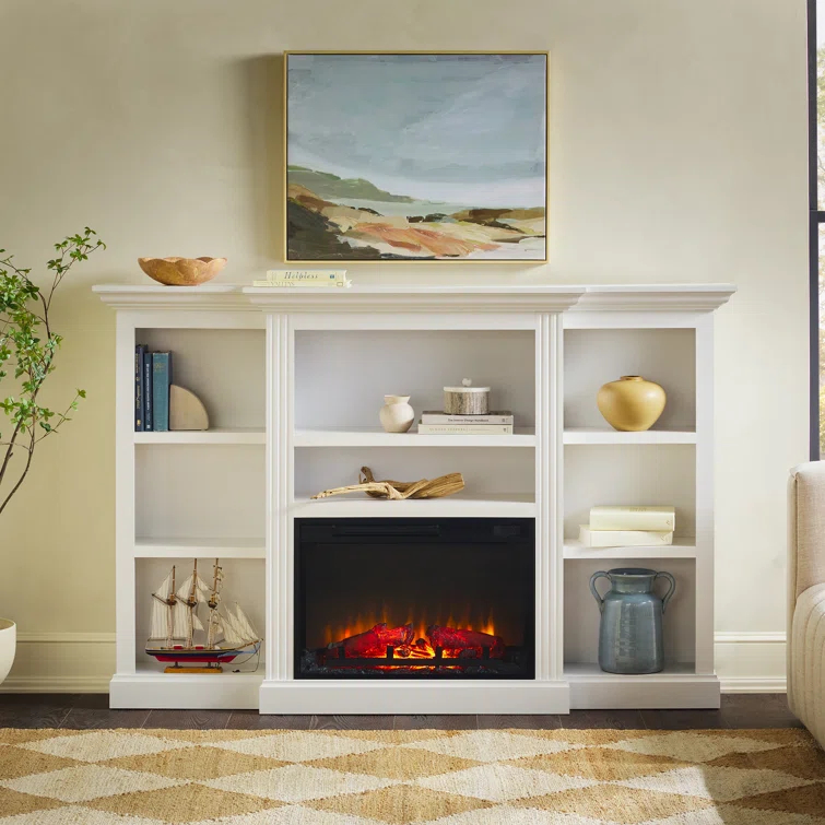Red Barrel Studio® Traditional 70” Mantel Fireplace with Open Shelving