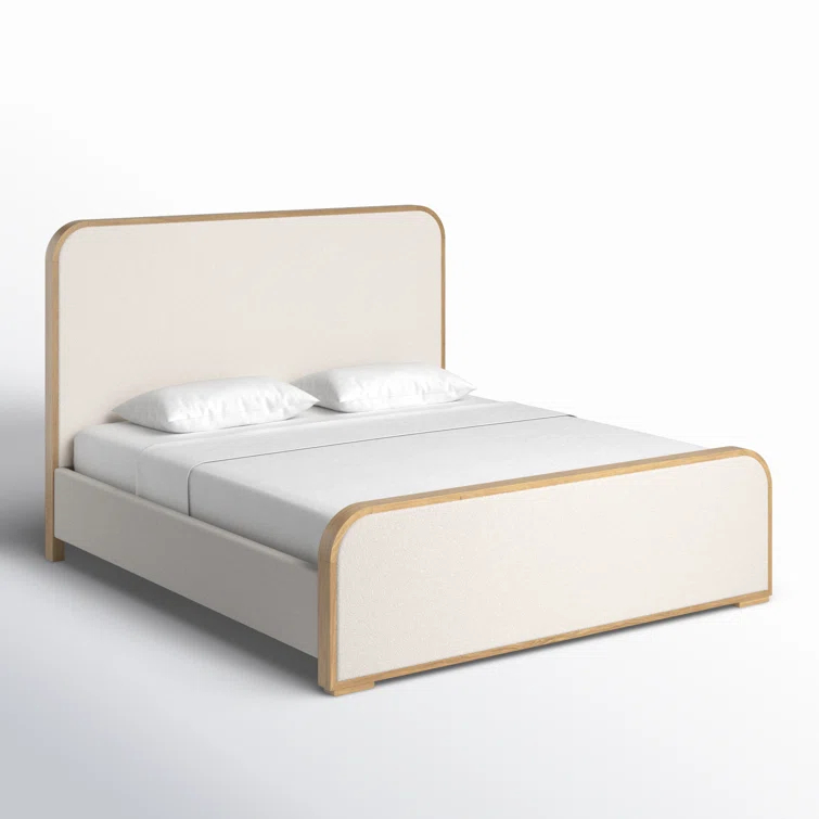 Canberra Ivory King Upholstered Bed with Wood Frame