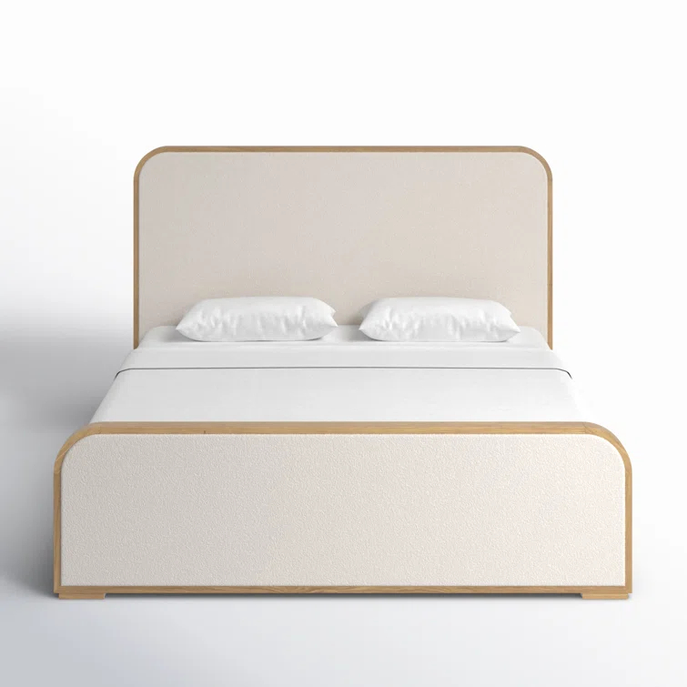 Canberra Ivory King Upholstered Bed with Wood Frame