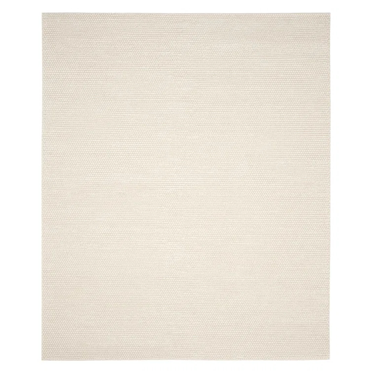Ivory Hand-Tufted Wool Rectangular Area Rug 12' x 15'