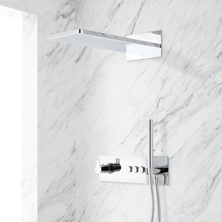 Hollyn Simple Select Thermostatic Shower System with Dual-Function Shower Head and Hand Shower
