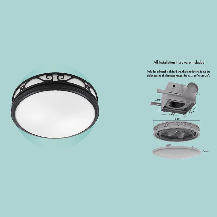 Roman Ii Decorative 110 Cfm 2.0 Sones Bathroom Ventilation Exhaust Fan With Light
