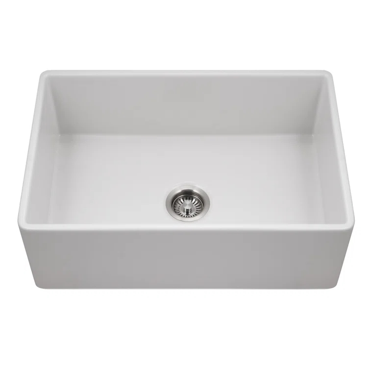 Houzer 30 in x 20 in Matte White Fireclay Apron Front Single Bowl Kitchen Sink - PTS-4100 MWH