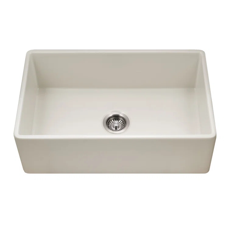 Houzer 30 in x 18 in Biscuit Fireclay Apron Front Single Bowl Kitchen Sink - PTS-4118 BQ