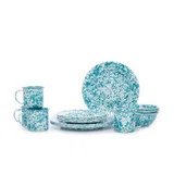 Turquoise and White Porcelain Outdoor Dinnerware Set for 4