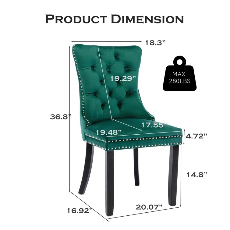 High-end Tufted Velvet Upholstered Nailhead Dining Chair