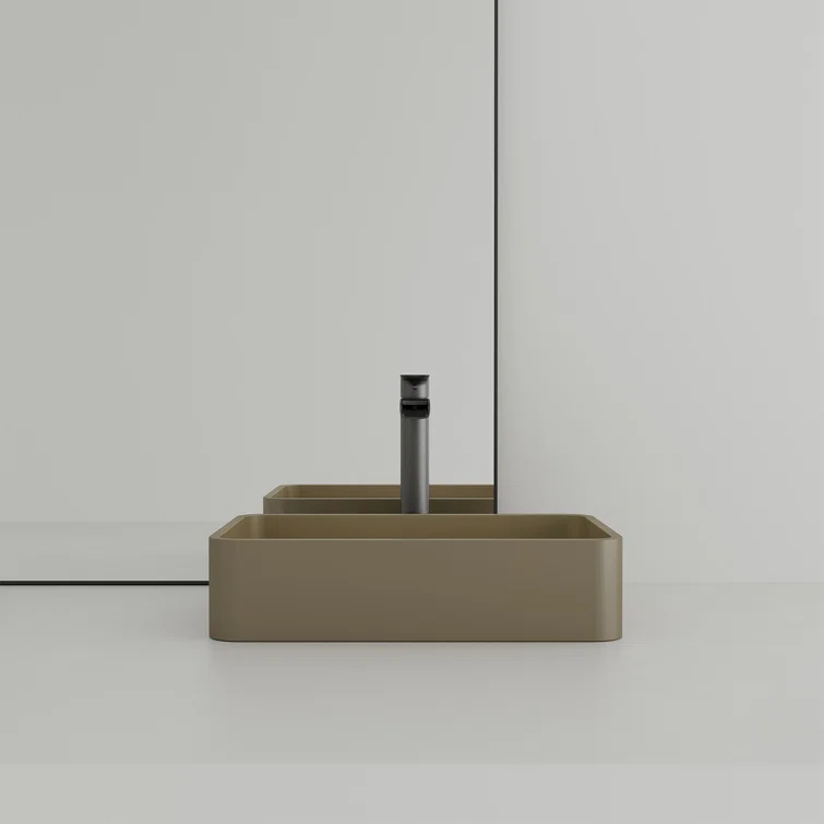 CASAINC Maple 12.79'' Concrete Rectangular Bathroom Sink