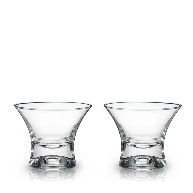 Viski Raye Heavy Base Stemless Crystal Manhattan Glasses (Set of 2)