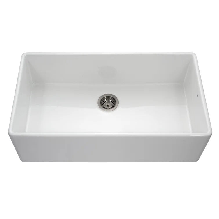 Houzer PTG-3600 WH Platus Houzer Farmhouse Apron Front/Undermount 36 inch Fireclay Single Bowl Kitchen Sink