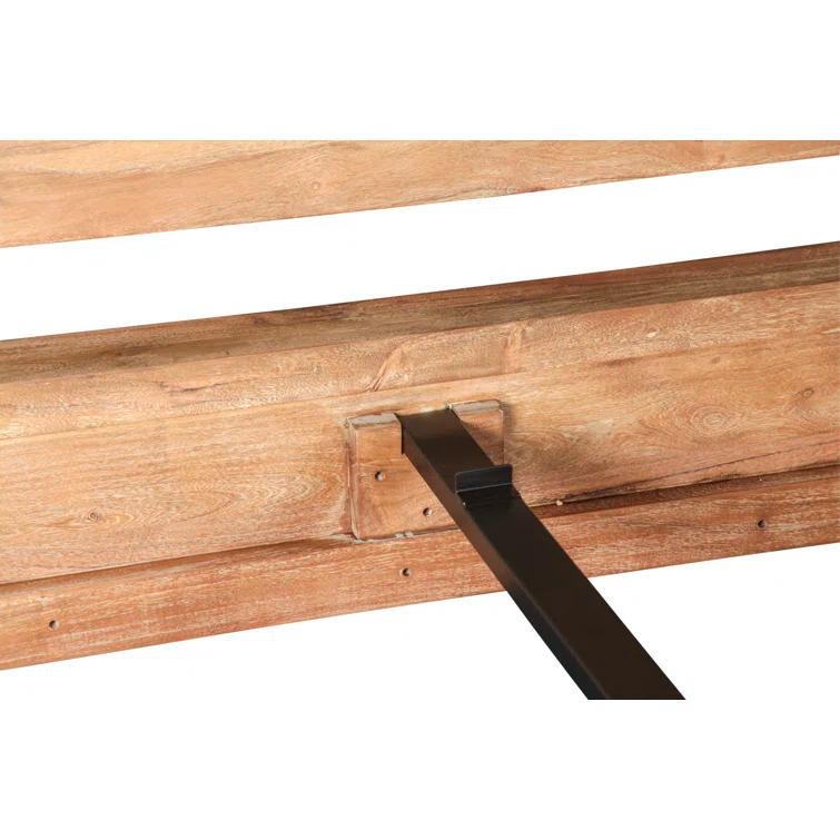 King Brushed Acacia Wood Canopy Bed Frame