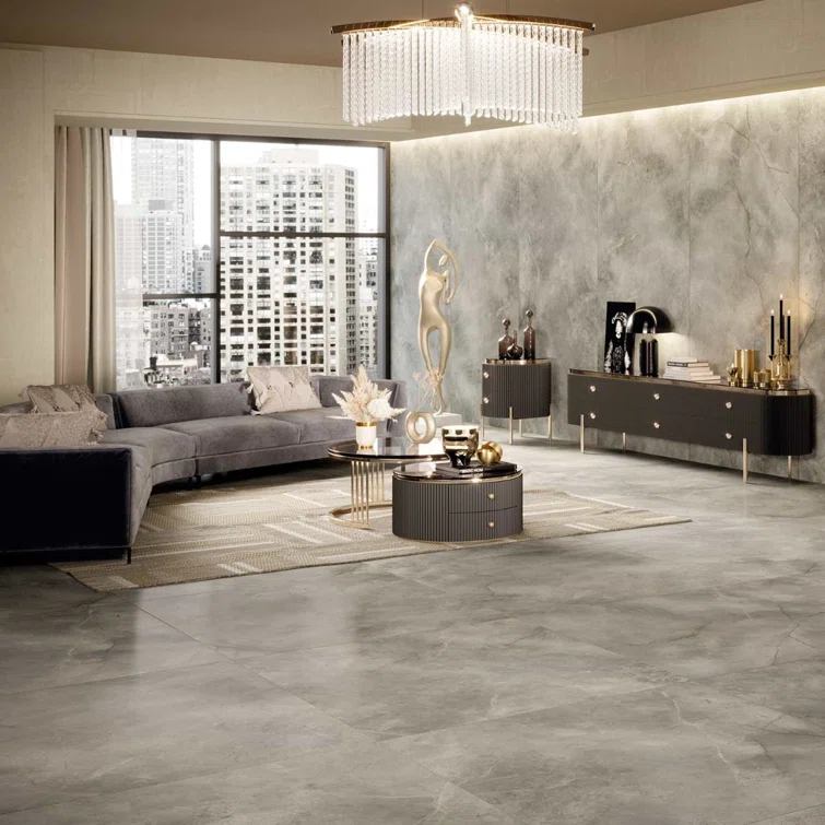 Signature 47.24 In. X 47.24 In. Marble Look Satin Porcelain Floor And Wall Tile (30.98 Sq. Ft. / Case)