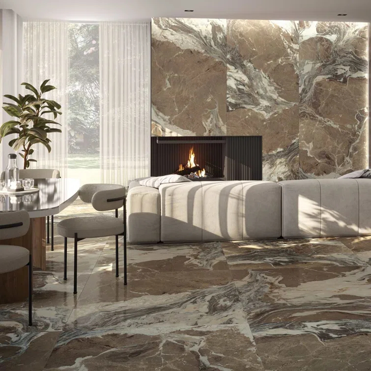 Signature 47.24 In. X 47.24 In. Marble Look Satin Porcelain Floor And Wall Tile (30.98 Sq. Ft. / Case)