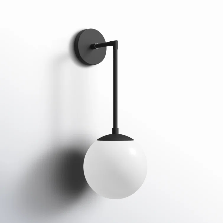 Nathanson Single Light Glass Dimmable Armed Sconce