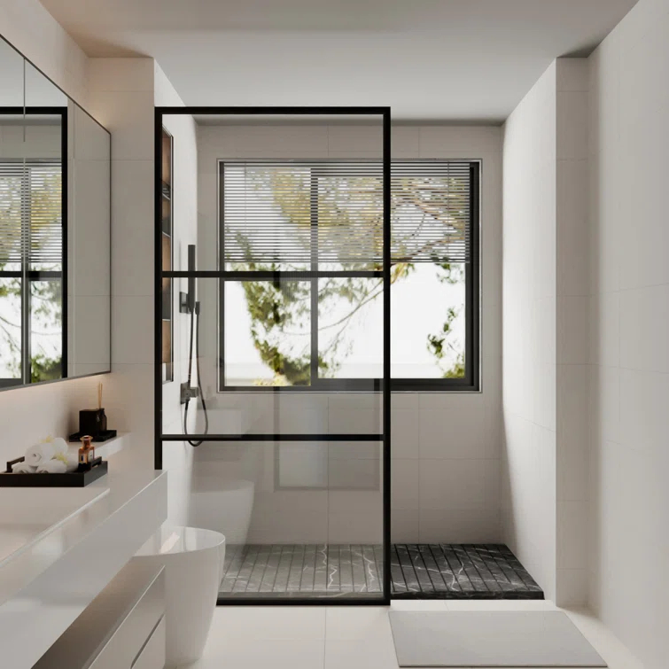Fixed Framed Shower Screen with 5/16" Clear Glass