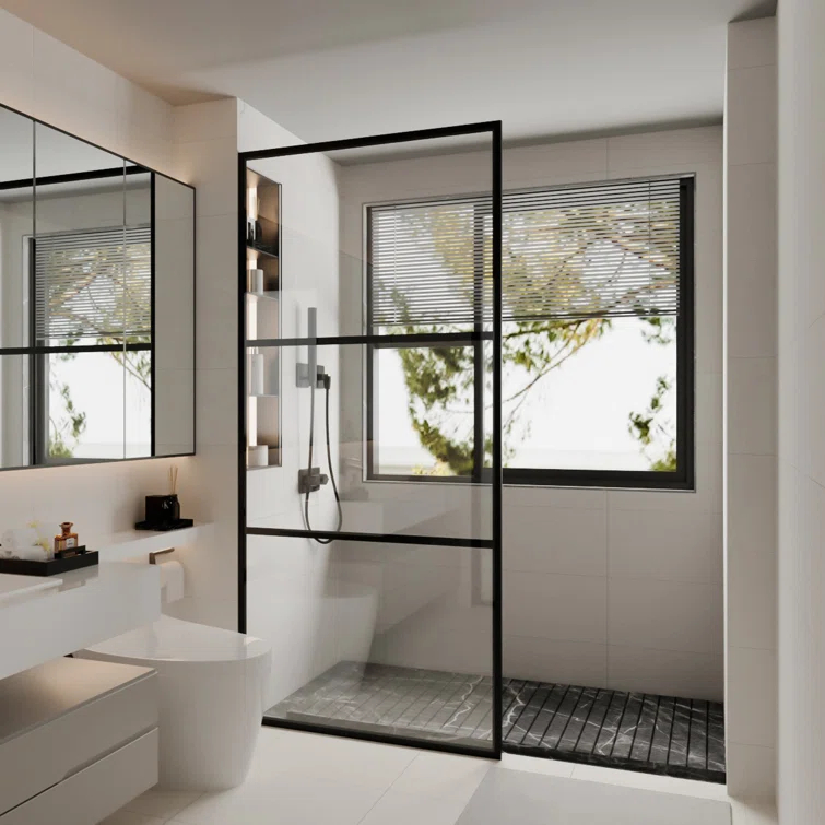 Fixed Framed Shower Screen with 5/16" Clear Glass