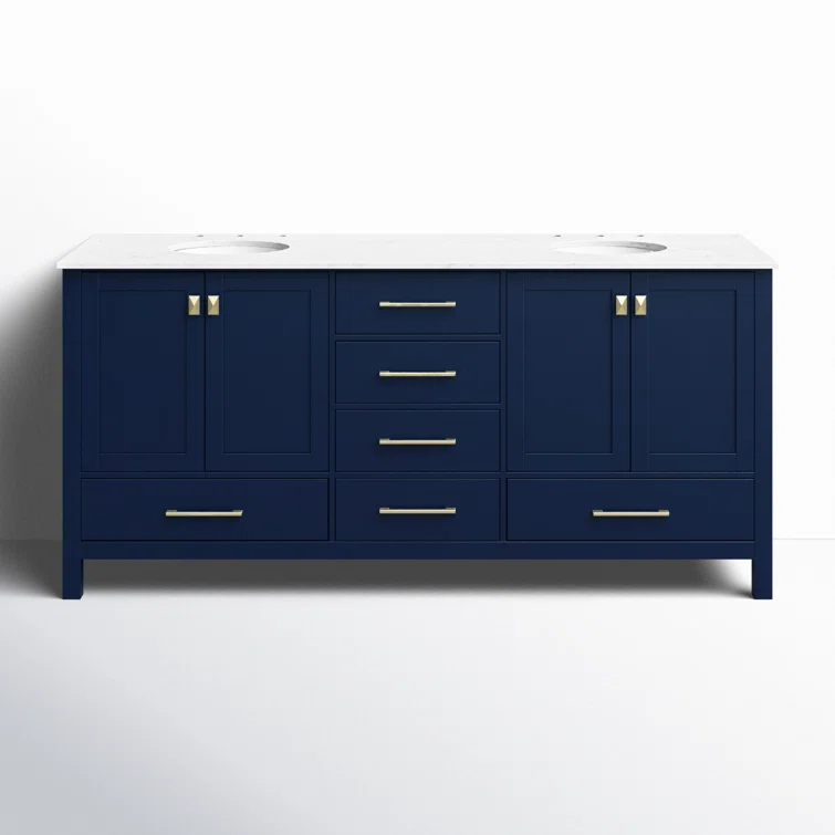 Lamborn 72'' Double Bathroom Vanity with Engineered Marble Top