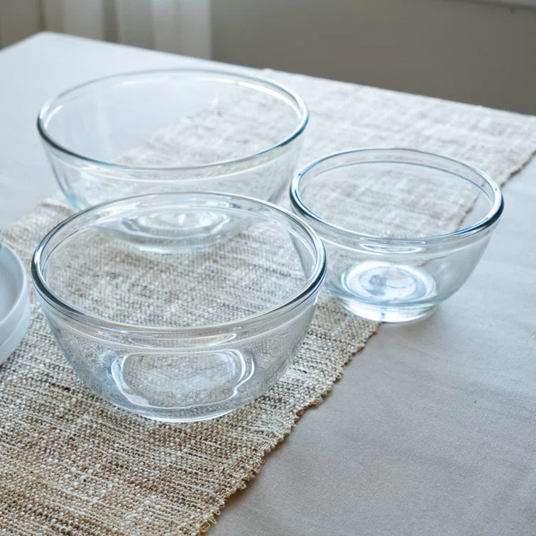 Libbey Baker's Basics 3 Piece Glass Mixing Bowl Set, Multi-Size (Set of 3)