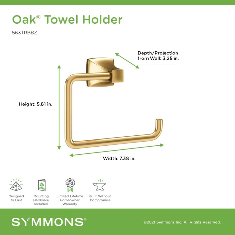 Symmons Oak Wall Mounted Bathroom Towel Ring 563TRBBZ