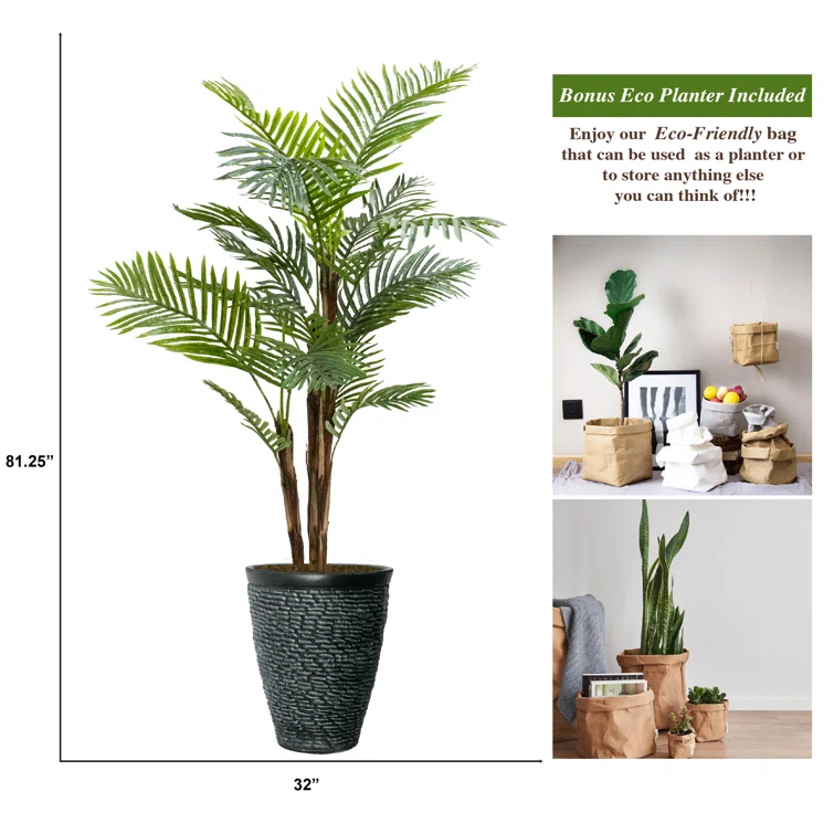 Panama 91'' Faux Fern Tree in Fiberstone Planter