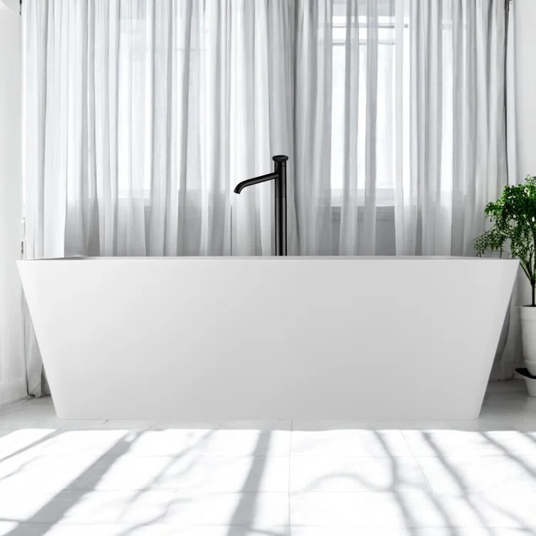 67'' X 31.5'' Freestanding Soaking Solid Surface Stone Resin Bathtub