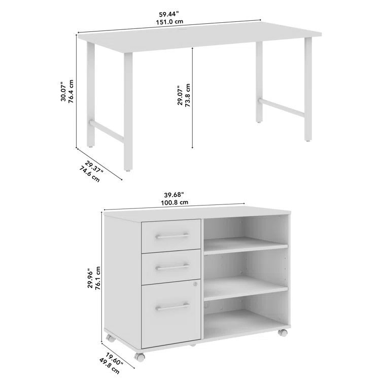 Bush Business Furniture Hustle 60W X 30D Computer Desk And Storage Cabinet With Drawers And Shelves
