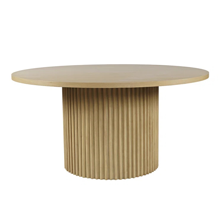 Ebern Designs Rovena Round Mid-Century Modern Fluted Pedestal Base Dining Table