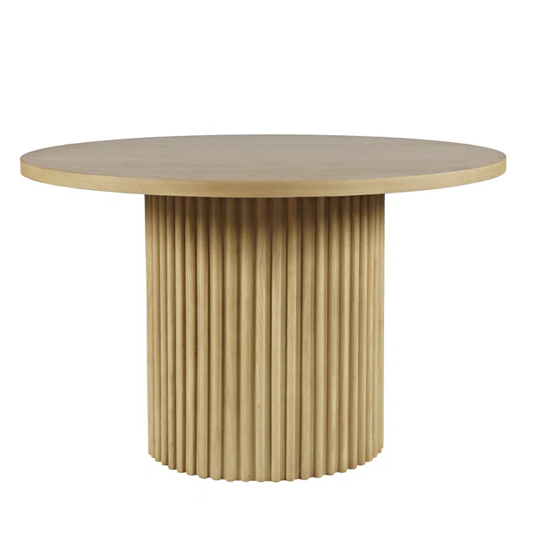 Ebern Designs Rovena Round Mid-Century Modern Fluted Pedestal Base Dining Table