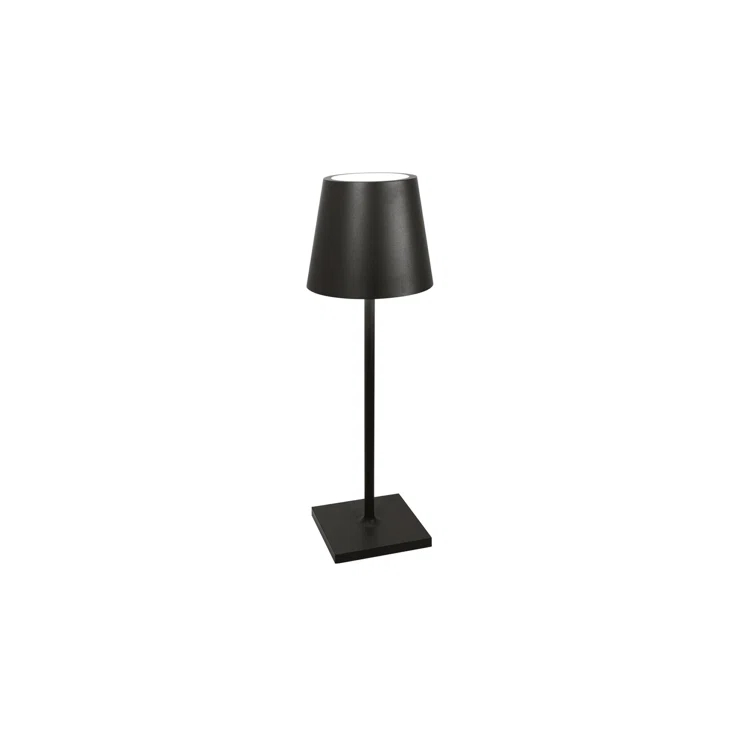 Black Aluminum Cordless Outdoor Touch Table Lamp
