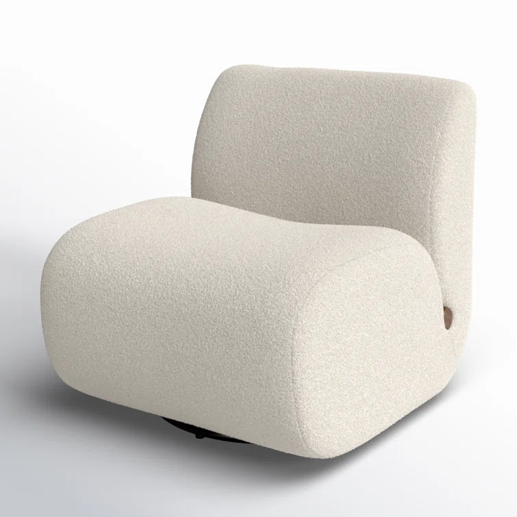 Sheldon Ivory Contemporary Swivel Lounge Chair in Leather