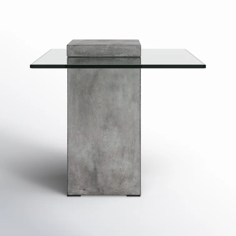 Modern Anthracite Grey 21.5'' Square Glass Nesting End Table