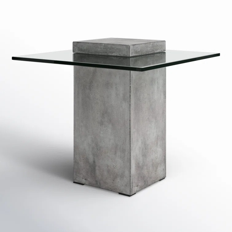 Modern Anthracite Grey 21.5'' Square Glass Nesting End Table
