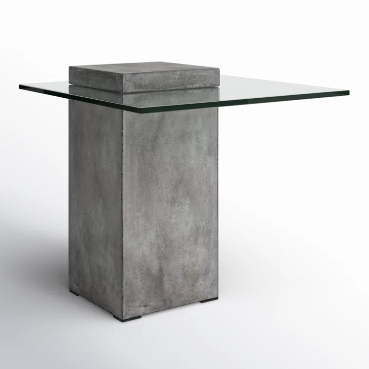 Modern Anthracite Grey 21.5'' Square Glass Nesting End Table