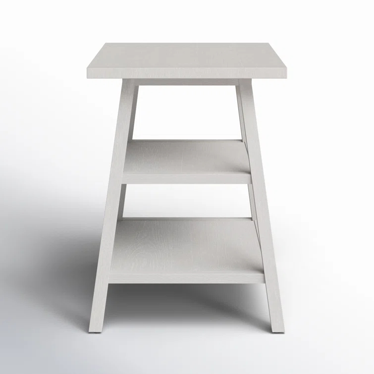 Cool White Transitional Square Wood End Table 18"
