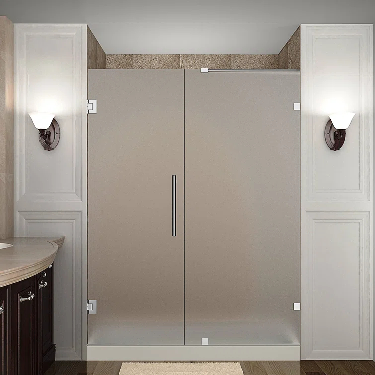 Nautis 56" x 72" Hinged Completely Frameless Shower Door