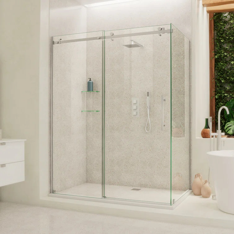 Enigma Air 60.38" W x 34.75" D x76" H Frameless Rectangle Walk In Shower Enclosure
