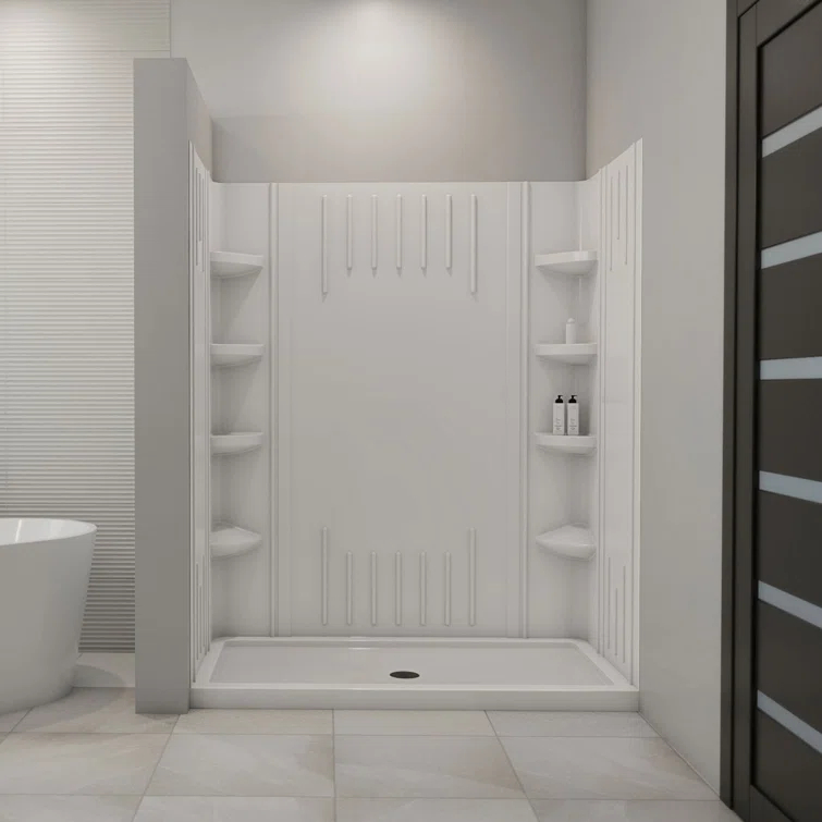 Qwall 60" W x 30" D x 75.63" H Framed Rectangle Shower Stall and Base Included