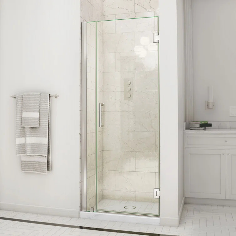 Unidoor 34" W x 72" H Hinged Frameless Shower Door with Clearmax™ Technology