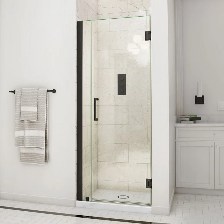 Unidoor 34" W x 72" H Hinged Frameless Shower Door with Clearmax™ Technology
