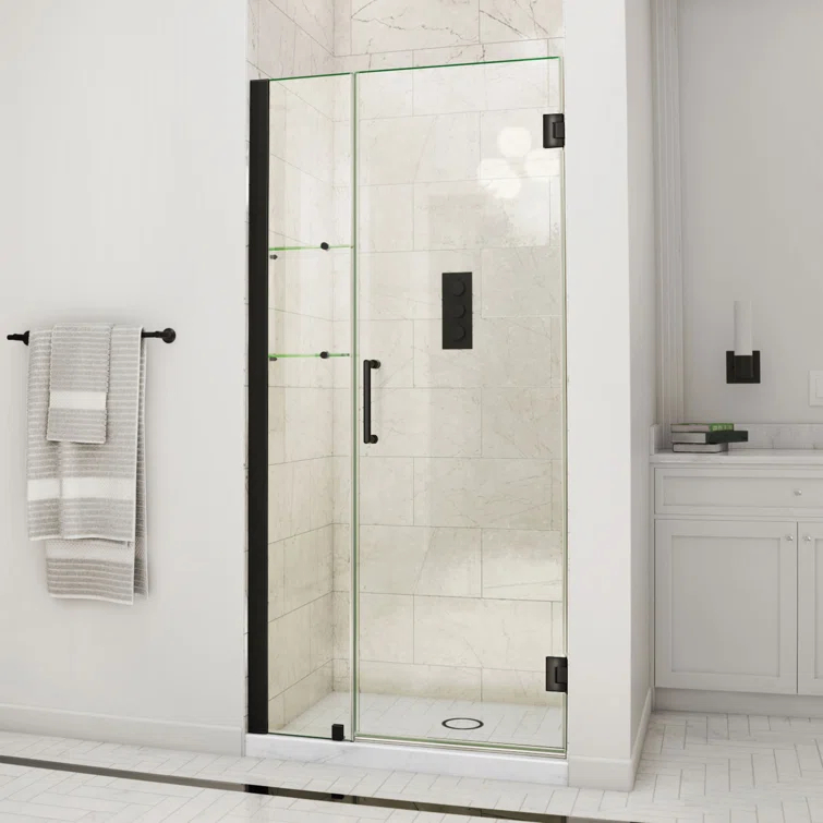 Unidoor 35" W x 72" H Frameless Shower Door with ClearMax Glass Treatment