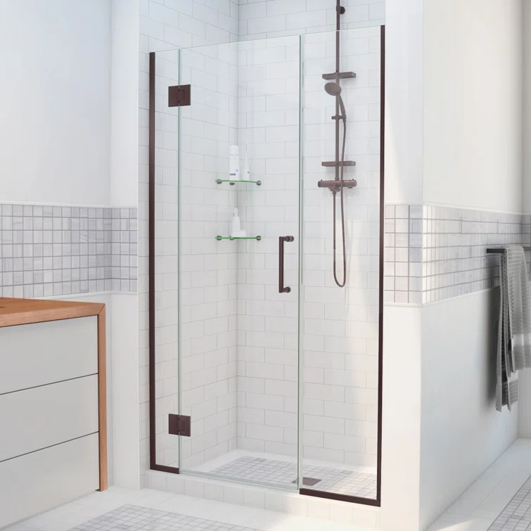 Unidoor-X 55.5" W x 72" H Frameless Shower Door with Fixed Panel